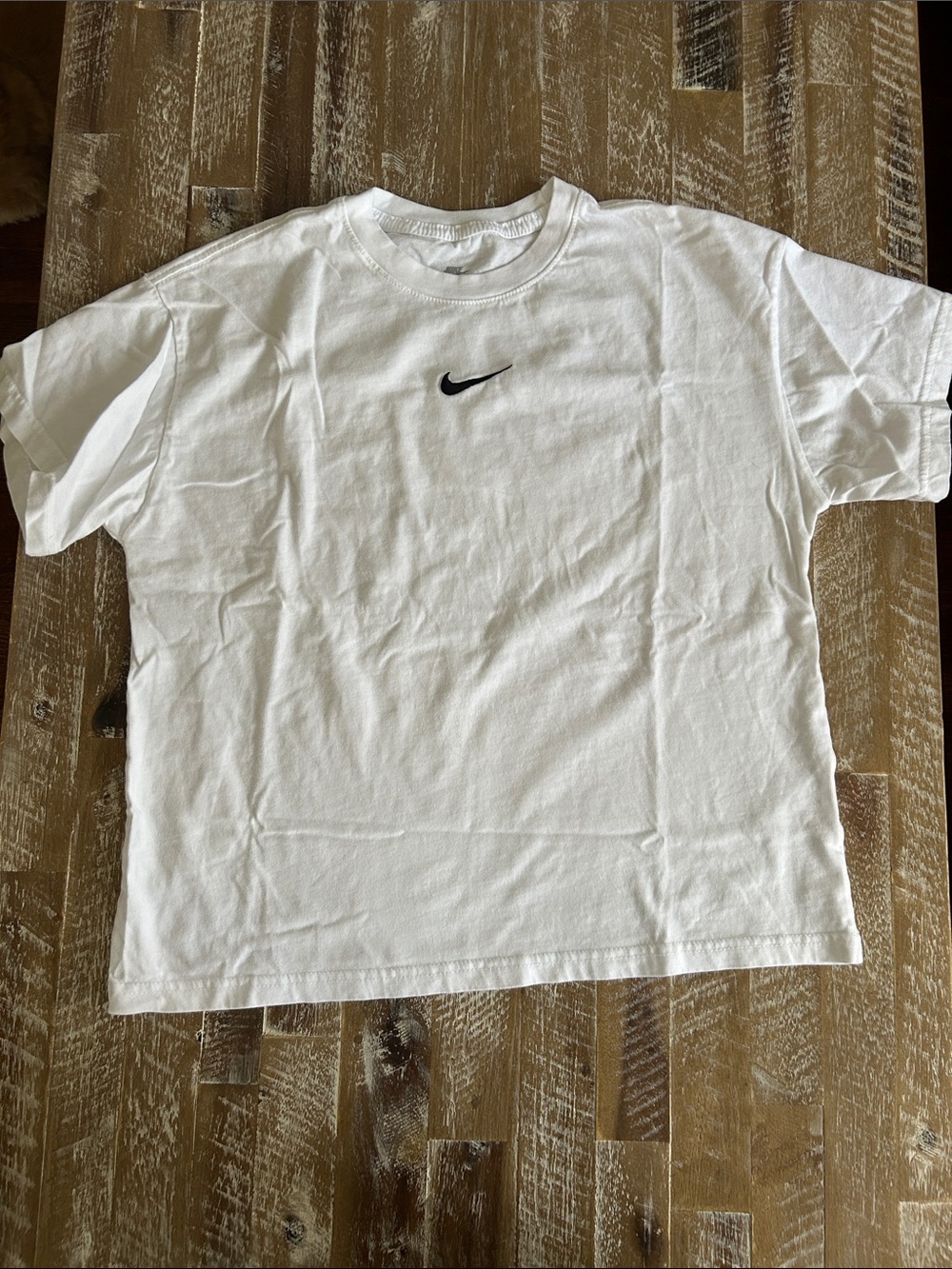 Nike White Short-Sleeve Tee with Black Swoosh